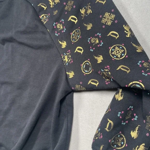 Disney Women Small Sweatshirt Black Hoodie Logo Sleeping Beauty Castle Full Zip - Picture 9 of 10